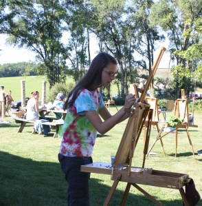 Artists in the yard at Grandview, 2013