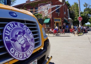 Purple Cow Bus at Riverwest Coop. Photo © by Lee Matz.